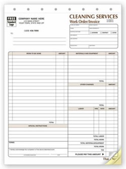 6527 Cleaning Contract Work Order Invoice personalized with buiness information!