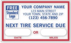 1690E Next Tire Service Due personalized with your business information