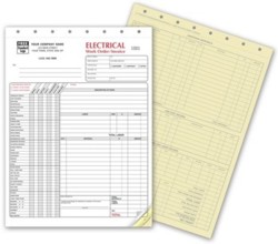 6520 Electrical Work Order Invoice w/checklist personalized with your business information    