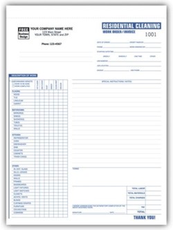 6579 Residential Cleaning Work Order Invoice personalized with your business information