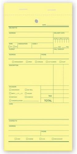 671 Florist Sales Order form personalized with your business informaton