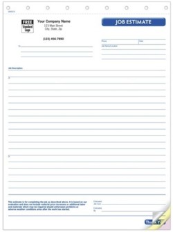 GEN0215 Job Estimate form personalized with your business information